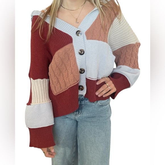 POL Sweaters - POL Colorblock Oversized Cardigan Sweater